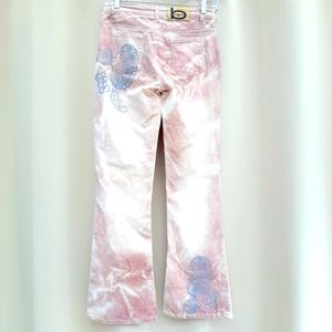 💥 BeBe 💥 Women's Pink Velvet Flared Jeans